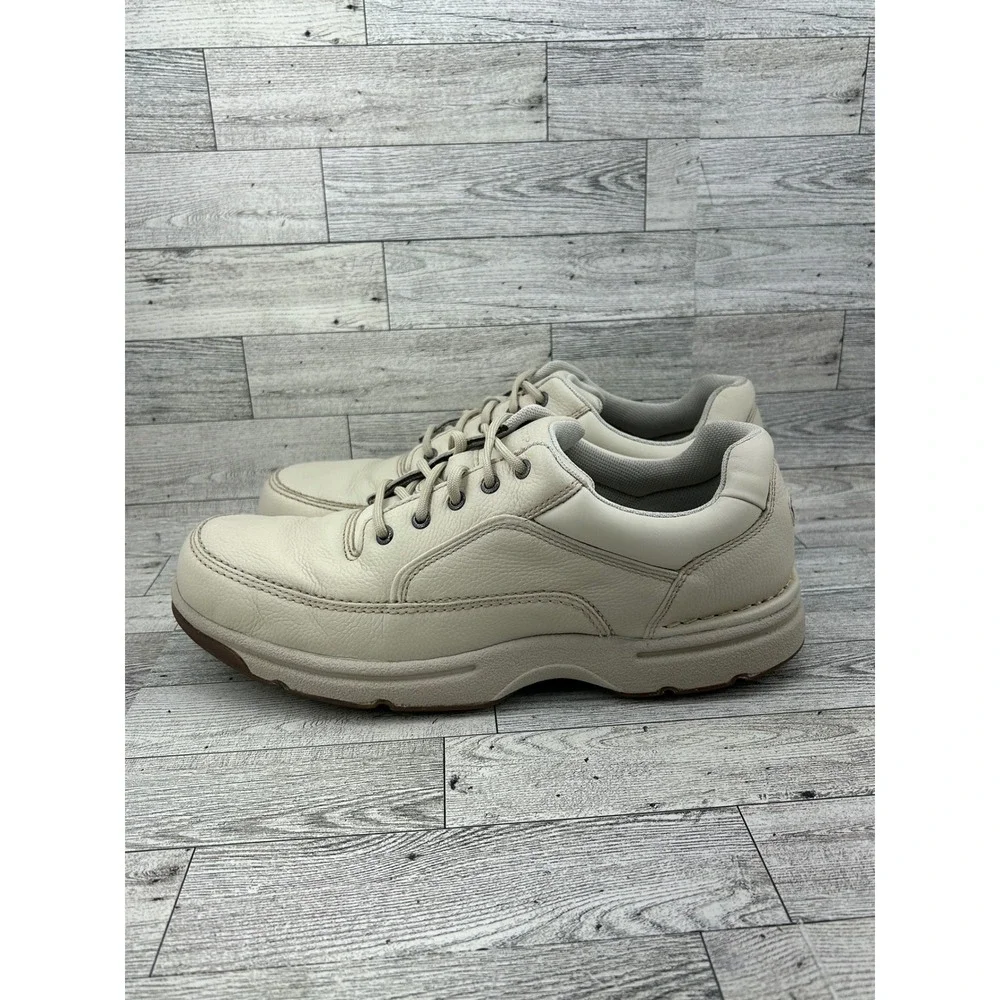 Rockport Men World Tour Classic Leather Walking Shoes Cream CJ1552 Size 10.5W